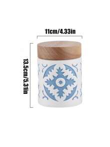 CMYD Studio 1pc Original Bohemian Ceramic Storage Jar, Flower Pattern Coffee Beans Nuts Candy Storage Canister, Airtight Seal Tea Spice Bean Jar, Suitable For Kitchen Restaurant Seasoning Spice Canister, Coffee Shop Bean Storage Jar, Home Decor Gift
