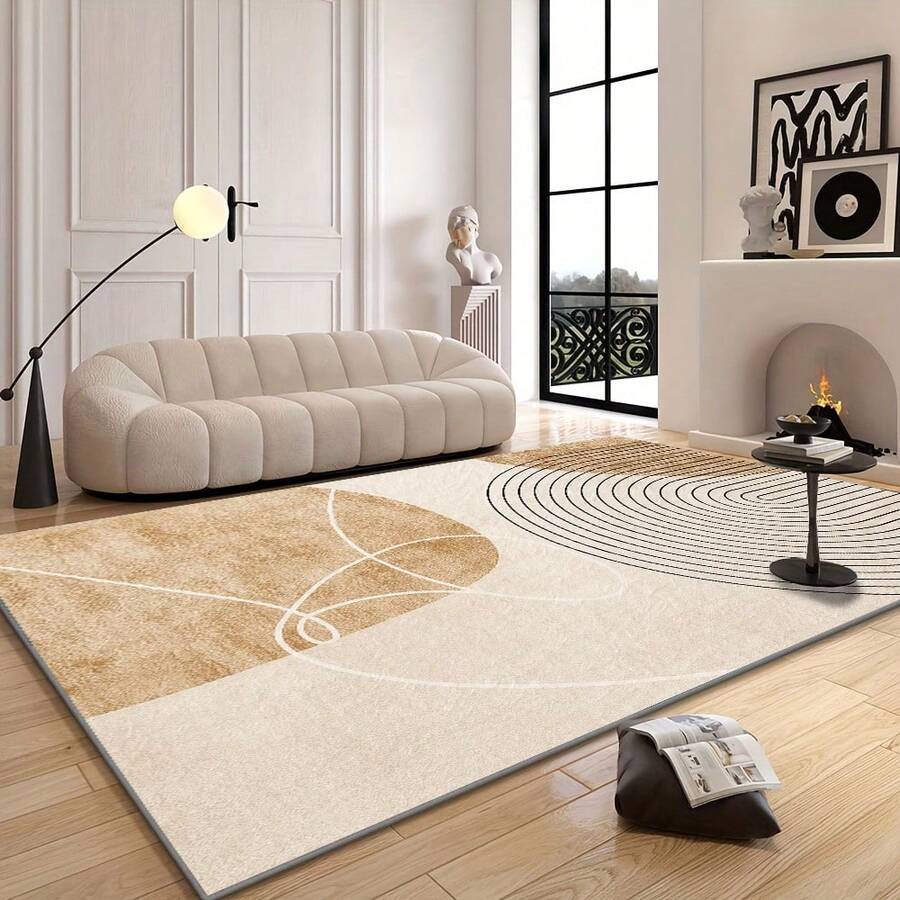 1pc Modern Minimalist Style Geometric Line Pattern Carpet.The Velvet Fabric Weighs About 850 Grams, And The Thickness Is About 0.6cm. Carpet-Wear-Resistant/Non-Slip/Easy To Clean.A Variety Of Sizes Are Available.Suitable For Kitchen/Living Room/Dining Room/Bedroom/Balcony/Bathroom/Study And Other Scenes.It Is The Perfect Choice For Home Decoration.