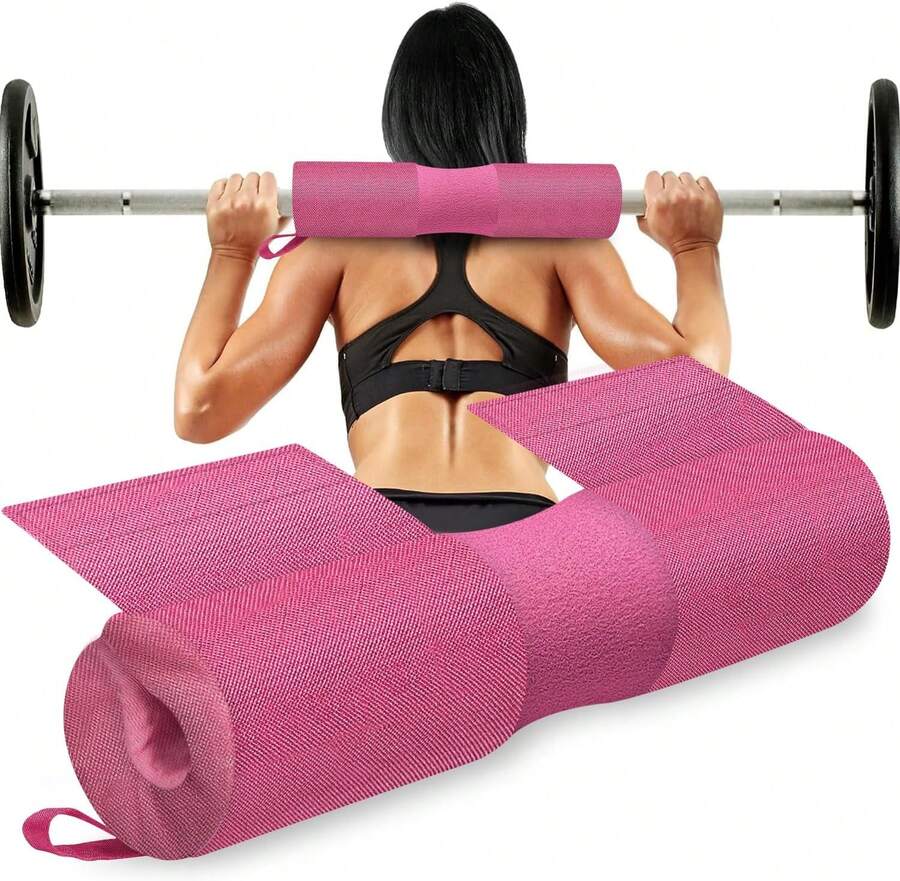 [Actualización]Almohadilla para Barra Gym Autoadhesiva, Protector de Hombros para Levantamiento entadillas, almohadilla para Barra olimpica para Estocs y Empujes, esponja para Casa y en gimnasio - Rosa - Ver 1