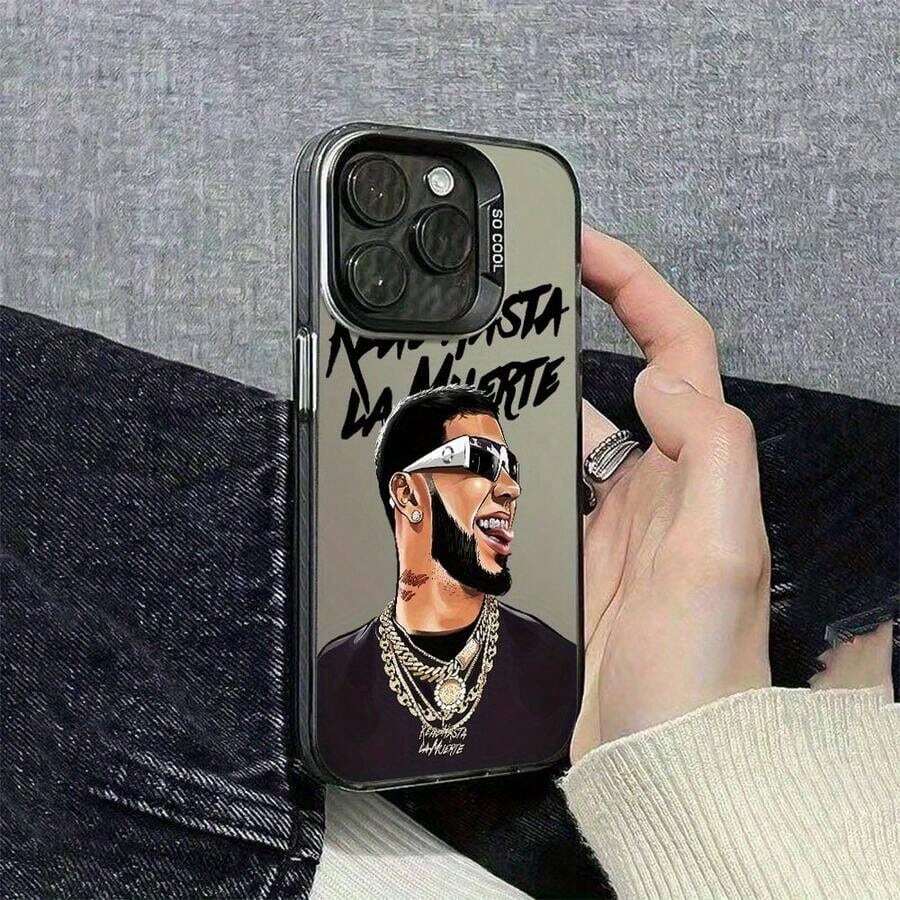 Funda de Teléfono con Imagen de Cantante de Hip-Hop Creativo y de Moda Adecuada para Apple 17 Air 16 15 14 13 12 11 Pro Max X XR XSMAX 8 7 Plus Color Plateado Mate Carcasa Dura Trasera de Moda, Accesorio Elegante,Estilo Hiphop,Funda de Moda,Carcasa Duradera,Moldeado por inyección,Amantes de17,17 Pro Max - Plateado - Ver 1