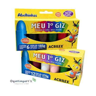 Giz De Cera Infantil Meu Primeiro Giz 6 ou 12 Cores Acrilex