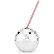 Blush Silver Disco Ball Cup con tapa y pajita, 16 onzas, juego de 1 unidad, suministros de fiesta(Bola de discoteca plateada) - Multicolor - Ver 1