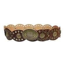 Retro Rivet Round Buckle Belt, Bohemian Fashion Grommet Waist Band, Versatile