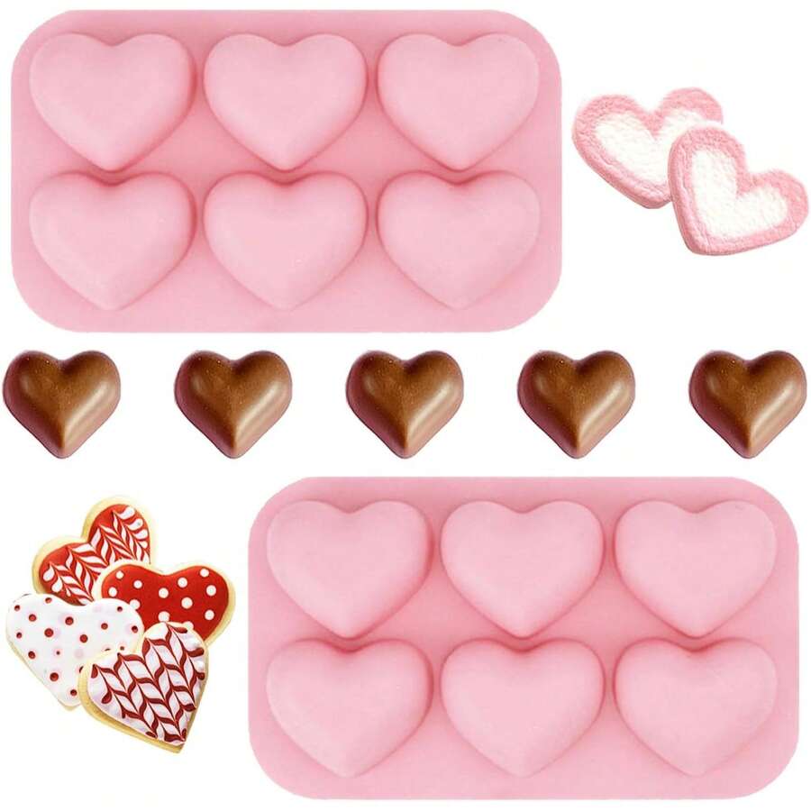 Heart Silicone Molds 1PC Valentine's Heart Chocolate Molds For Candy Ice Cube Resin Soap Jelly(Medium 1.8inch)