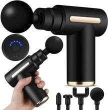 Súng massage LED 1pc, Máy massage cầm tay tác động sâu vào cơ thể, Dễ điều khiển, Đau lưng và cổ, LED, Thiết kế thanh lịch siêu nhỏ gọn, Được cung cấp năng lượng bởi mô-men xoắn cao - màu đen - Xem 1