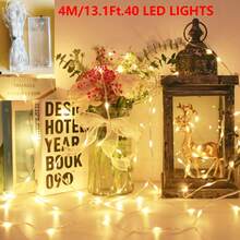 1入暖光塑膠銅線LED串燈，電池供電仙女燈，適用於夏季戶外花園裝飾、露營裝飾、婚禮派對裝飾、臥室窗簾牆面裝飾串燈 - 引領 - 查看 14