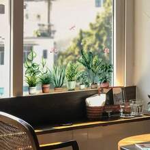 1片绿色植物蝴蝶窗贴，静电吸附塑料贴纸，客厅家居墙面装饰，自然灵感装饰艺术，玻璃窗装饰，家居装饰 - 綠色 - 查看 7