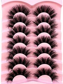 7 Pairs Half Lashes Cat Eye False Eyelashes Manga Eyelashes Short Soft 3d Faux Mink Eyelashes Natural Makeup,Gift For Women & Girl,7mm-16mm,False Eyelashes Natural,Ultra-Light,Long-Lasting,Enlarged Double Eye,Handmade,Soft,Skin-Friendly,Individual Lashes,Cat Eye Lashes,Professional,For Women-ST04 - 黑色 - 查看 6