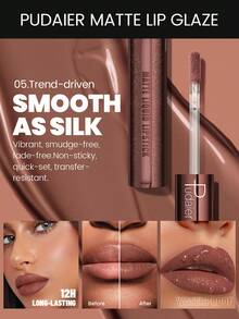 Pudaier Brillo de labios mate - Larga duración, sin manchas, acabado suave, colores vívidos y vibrantes - 05. Impulsado por - Ver 3