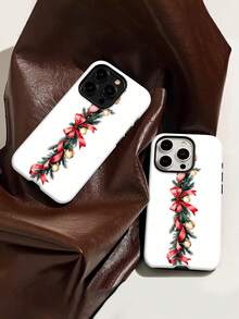 Estuche para teléfono con adorno de guirnalda navideña Compatible con fundas de teléfono   17  16 Pro Max  15 Pro Max  13 y  12 Hecho de material de TPU a prueba de caídas, resistente al desgaste y cómodo de sostener Un gran regalo para familiares, amigos, seres queridos, novios / novias y para Navidad - Blanco - Ver 4