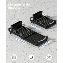 DAYONE Escurridor de Trastes Extense soe Fadero - Organizador de Acero Inoxidable con Base Austable para Secar Platos y nsilios - PequeñoExtensibleNegro - Ver 2