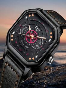 2pcs Men's Quartz Watch Set, Casual Stylish Cool Business Watch + Wallet Set, Suitable For Men's Daily Wear, Best Choice For Halloween, Christmas, Thanksgiving, Birthday Gifts For Friends And Family - Black - View 4