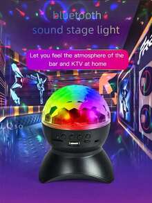 1pc LED Wireless RGB Rotating Projection Lamp, KTV Colorful Lamp, RGB Stage Strobe Light, Rechargeable Crystal Ball Lamp, Outdoor Speaker Christmas Stage Light, Disco Ball Party Light - Multicolor - View 4