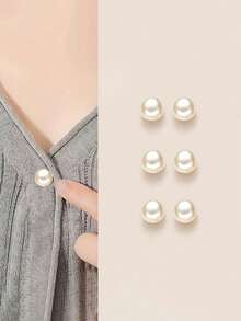 6/2 chiếc khuy nhựa thiết kế ngọc trai - Khuy điều chỉnh không cần may, khuy trang trí hình cầu màu trắng/bạc và vàng sáng bóng cho áo sơ mi, váy, áo khoác và áo kiểu - Bền và dễ sử dụng (6 chiếc), khuy đính kim sa thời trang, khuy đầu phẳng thanh lịch cho áo cardigan và áo khoác nữ - Nhiều màu - Xem 16