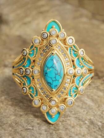 1枚精美立方氧化锆戒指，适合女性作为情人节礼物、结婚纪念日或派对饰品