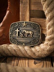 1pc Western Style Buckle, Belt Buckle Autumn-Winter Accessories Halloween Costume,Suitable For Teens, Youth,Men,Casual, Outdoor, Athletic, Vacation, Graduation Gifts, Birthday, Daily Wear - Cow 3 - View 22