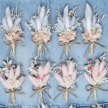 Flores secas, hermosas flores artificiales de larga duración con hierba de la pampa para cumpleaños, aniversario y San Valentín. - Multicolor - Ver 4