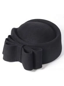 HIMESPORT 粉色羊毛毡法式贝雷帽，带蝴蝶结，优雅别致，适合婚礼、正式场合、教堂、下午茶、礼服、冬季鸡尾酒会等场合。 - A - 查看 11