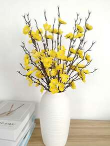 1/4/8 Caja(s) de Flores artificiales de flor de ciruelo amarillo, madreselva falsa de tallo largo de plástico, decoración para el hogar, hotel, oficina, boda, fiesta, jardín - Multicolor - Ver 14