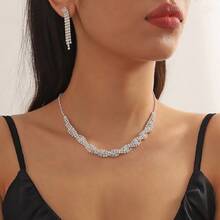 Women's Spiral Necklace And Earrings Set For Wedding - 3-In-1 Jewelry Set - 銀色 - 查看 7
