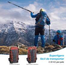 SWRWJ Bastones para Senderismo Ajustables,Juego de Bastones de Trekking Retráctil de Aluminio,Bastón de Senderismo para Caminar, Esquiar, Acampar - negro - Ver 3