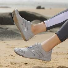 Women's Quick Dry Aqua Shoes - Unisex Breathable Barefoot Five Fingers Water Shoes, Comfortable Lightweight Anti-Cut Water Sports Shoes For Indoor Fitness, Weightlifting, Yoga And Outdoor Activities, Beach, Swimming, Surfing And Hiking - Full Sole Coverage, Lace-Up Closure, Suitable For All Seasons, Beach Vacation Enthusiasts - Available Colors: Black/Grey/White/Khaki - Grey - View 7