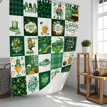 1pc/4pcs St. Patrick's Day Themed Bathroom Set, St. Patrick's Day Leprechaun/Clover/Plaid Shower Curtain Set, Bathroom Divider Curtain With Hooks, Anti-Slip Bathroom Mat Carpet, U-Shaped Toilet Mat, Toilet Seat Cover, Holiday Party Home Bathroom Accessories 4-Piece Curtain Set - Multicolor - View 39