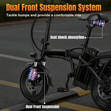 Electric Bike For Adults Teens, Commuter City Folding Ebike With 560W Motor And 48V Battery, 18-24MPH 3-Level Pedals Assist, Dual Disc Brakes,14" Compact Foldable Electric Bicycle . - T5 - 查看 7