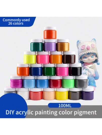 100ml/3.38oz Acrylic Paint: Vibrant, Fast-Drying & Long-Lasting! Ideal For Canvas, Wood, Paper, Crafts And DIY Projects. Water-Resistant When Dry, Easy To Blend, Perfect For Artists, Hobbyists And Beginners-Delivers Rich Color Payoff For All Creative Endeavors.