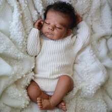 50cm Sleeping State Black Brown Skin Reborn Doll Toy, Vinyl Limbs, Cloth Body, 20 Inch Realistic Baby Doll, Cute Birthday Gift, Bath Time Playhouse Toy - Sleeping Baby Doll - View 6