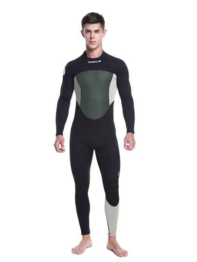 HISEA 1.5毫米厚男士保暖潜水服，隔热潜水泳衣，水上运动休闲连体服，黑色