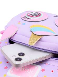 Rucsac elegant nou pentru studenți, cu modele mici și drăguțe, potrivit pentru băieți și fete, ușor și minimalist, ideal pentru școală sau călătorii - Violet - Vizualizare 8
