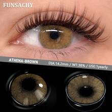 FUNSACHY Natural Brown Color Contact Lenses 14.0-14.2mm, Soft Brown Color Contact Lenses Suitable For Annual Replacement, Eye Makeup, Natural Makeup - Yearly Disposable - View 2