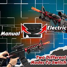 Electric Gel Ball Blaster With Manual And Electric Dual Mode, Includes Goggles, Drum, Holographic Sight, And Tactical Flashlight, Suitable For Backyard Fun And Outdoor Team Shooting Games. - 黑紅色 - 查看 2