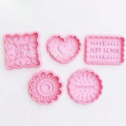 Classic Retro Pattern Biscuit Mold Lace Heart Round Rectangle Butter Cookie Cutter Homemade 3D Embossed Press Die Baking Tools