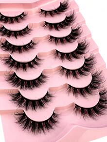 7 Pairs Half Lashes Cat Eye False Eyelashes Manga Eyelashes Short Soft 3d Faux Mink Eyelashes Natural Makeup,Gift For Women & Girl,7mm-16mm,False Eyelashes Natural,Ultra-Light,Long-Lasting,Enlarged Double Eye,Handmade,Soft,Skin-Friendly,Individual Lashes,Cat Eye Lashes,Professional,For Women-808 - 黑色 - 查看 5