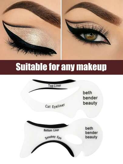 4pcs Eyeliner Stencil, Makeup Tool For Cat Eye, Smoky Eye, Eyeshadow Application Christmas, Winter, Pink, Graduation, Birthday, Holiday, Summer, Autumn, Autumn, Y2K, Fancy Fashion, Women's Makeup, Makeup Party, Beach Travel, Camping, Outdoor School, Campus Travel, Festival Decoration Gifts, Roses, Girl Role Playing, Best Colors, Charm, Atmosphere2pc