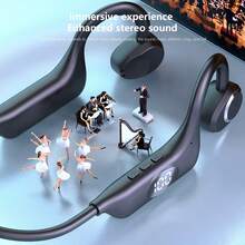 Bones Conduction Headphones Bluetooth 5.3 Open-Ear Sports Headphones With Built-In Mic, 8H Use Time IPX5 Waterproof Wireless Headset, 15g Lightweight Running Cycling Workout Headphones With 360° Sound & 200H Standby - 黑色 - 查看 7