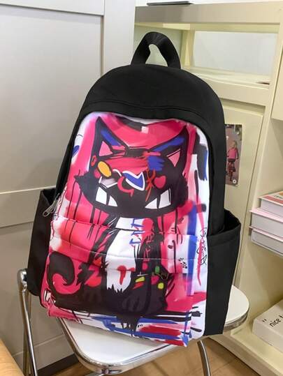 New Graffiti Comic Backpack  Junior & Senior High School Boys' Forest-Style Fashion Large-Capacity Bag