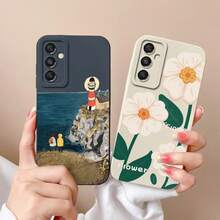 1pc For Samsung Galaxy A16 5G Case Cute Smiling Face Pattern Liquid Silicone Shockproof Phone Cover For Samsung A 16 5G Fundas ShellSuitable For IPhone 17 Air - 黑色 - 查看 3