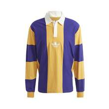 Adidas Camisa polo de manga larga casual para hombre, IJ5956, primavera/otoño - Amarillo/Azul-violeta - Ver 1