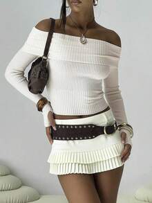 Women Y2K Ruffle Mini Skort Skirt Low Rise Layered Tiered Hem Short Skirt Summer Going Out Skirts Party Clubwear - 白色 - 查看 5