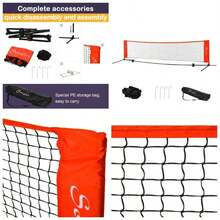 Soozier 10ft Portable Soccer Tennis/Pickleball/Badminton/ Tennis Net/ Sideline Training With Included Storage Bag, Red - BlackRed + Iron - View 1