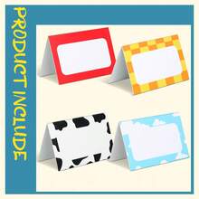 8/24/48 Pcs Toy-Inspired Cartoon Story Party Labels Signs Folded Place Cards, Table Setting Blank Tented Name Cards, Folded Table Name Signs For Birthday Party Baby Showers Decor - Multicolor - View 4