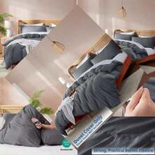 Hotel Collection Bed Cover with Button Closure and 2 Pillowcases Ultra Soft Double Brushed Fiber - Gray Carbon - Gris Carbón - Ver 1