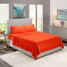 Hotel Luxury Microfiber Bed Sheets Set, 4-Piece Collection, Double Brushed, Orange - Naranja - Ver 6