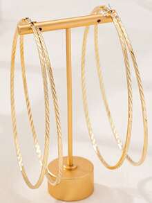 1对时尚几何镂空双面简约金属C形耳环，适合作为礼物 - 圓形 - 查看 8