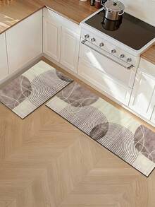 1pc Rubber Material Kitchen Long Runner Rug, Colorful Geometric Print Pattern, Nordic Luxury Style Kitchen Mat, Long Runner Rug For Laundry Room, Thick Fabric With Foot Feel, Easy Care Machine Washable, Practical Entryway Doormat Home Decor, Suitable For Dining Room, Kitchen, Laundry Room, Indoor Entrance, Autumn/Winter Gift - Rust Brown - View 2