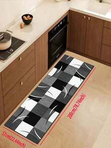 [HOT!!!] 1pc Soft Rubber Kitchen Mat, 3.5mm Thick Kitchen Rug, Black & White Crescent Design Luxury Minimalist Style Absorbent Kitchen Mat, Customizable Size, Surface Fabric, Middle Sponge Layer, Bottom Rubber Layer, Suitable For Kitchen Rugs, Kitchen Decor, Wedding Decor, Home Decor, Bathroom Mats, Entryway Mats, Laundry Room Mats, Hallway Rugs, Living Room Mats, Etc. - Multicolor - View 13