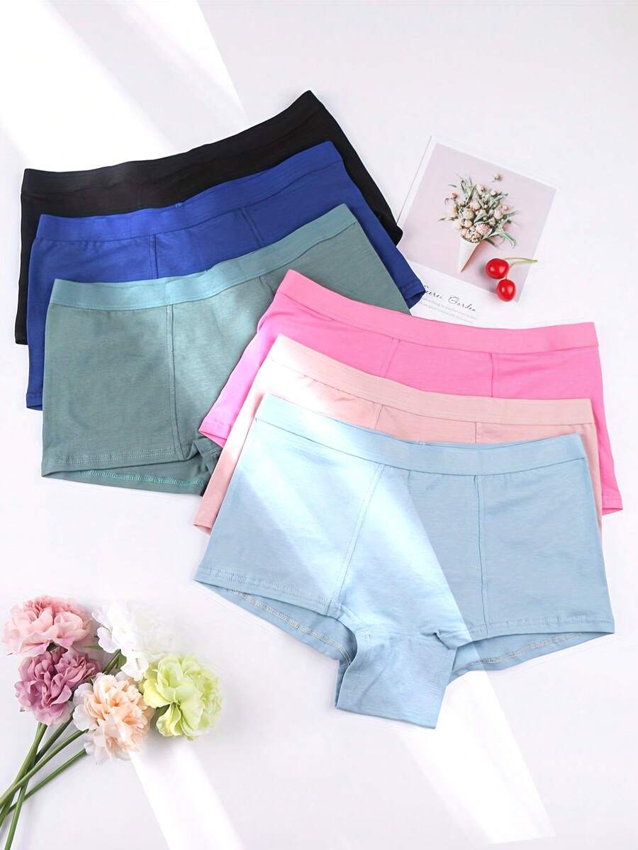 6-Pack Women's Plus Size Fall/Winter Flat Front Underwear - Soft And Comfortable High-Waisted Seamless Shapewear And Panties, Perfect For Daily Wear - 彩色 - 查看 1